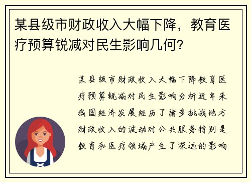 某县级市财政收入大幅下降，教育医疗预算锐减对民生影响几何？